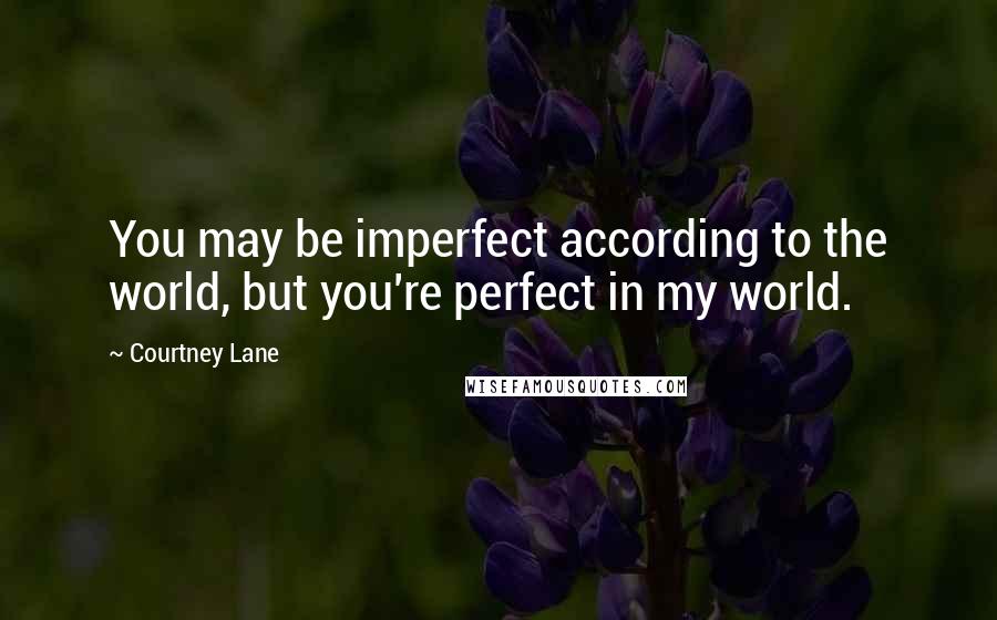 Courtney Lane Quotes: You may be imperfect according to the world, but you're perfect in my world.