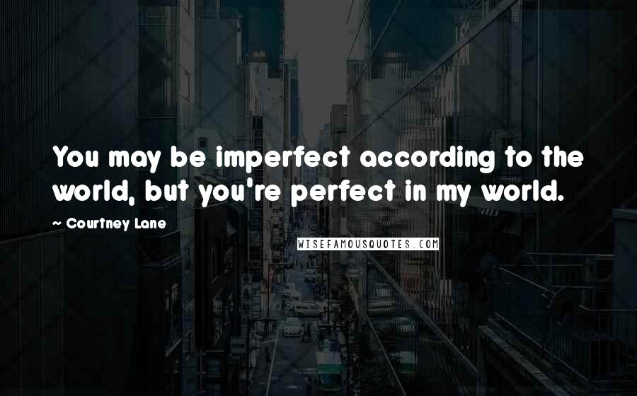 Courtney Lane Quotes: You may be imperfect according to the world, but you're perfect in my world.