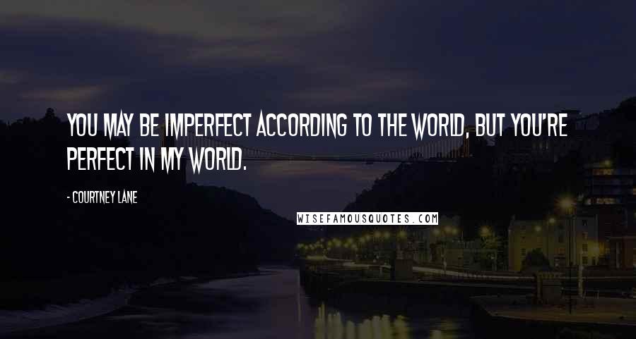 Courtney Lane Quotes: You may be imperfect according to the world, but you're perfect in my world.