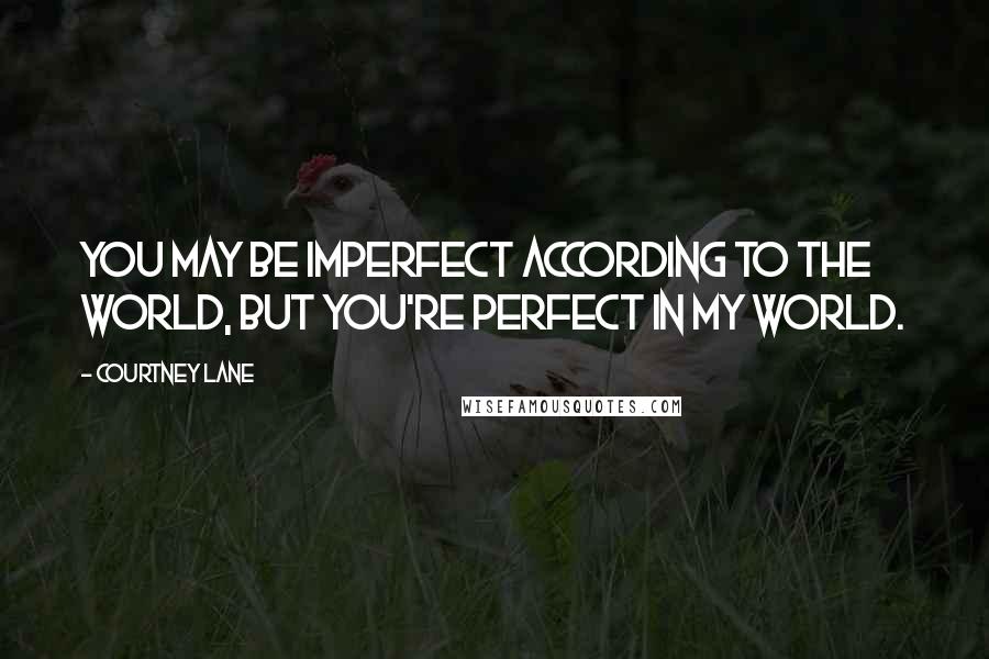 Courtney Lane Quotes: You may be imperfect according to the world, but you're perfect in my world.