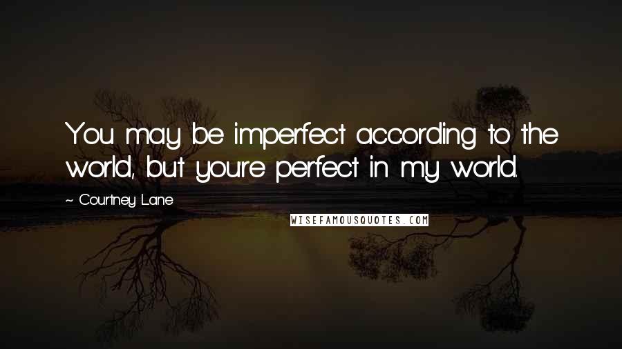 Courtney Lane Quotes: You may be imperfect according to the world, but you're perfect in my world.