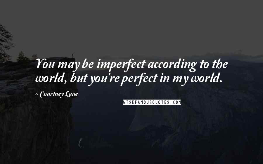 Courtney Lane Quotes: You may be imperfect according to the world, but you're perfect in my world.