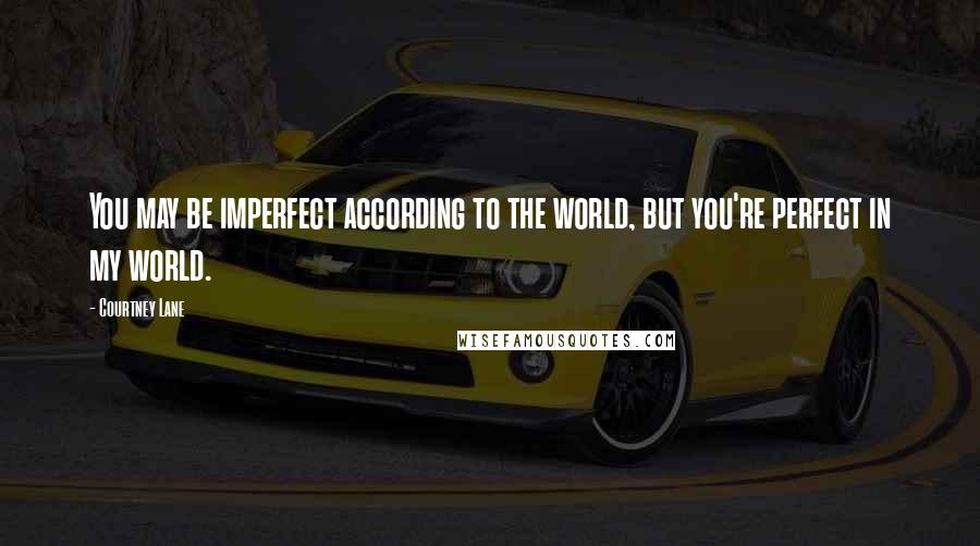Courtney Lane Quotes: You may be imperfect according to the world, but you're perfect in my world.