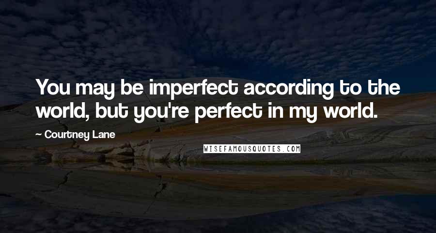 Courtney Lane Quotes: You may be imperfect according to the world, but you're perfect in my world.