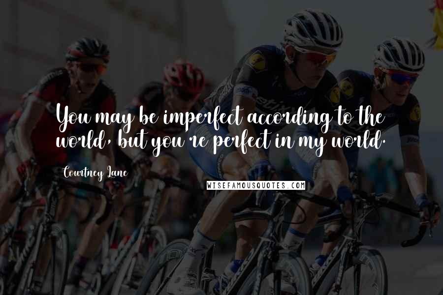 Courtney Lane Quotes: You may be imperfect according to the world, but you're perfect in my world.