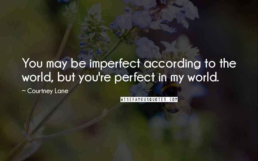 Courtney Lane Quotes: You may be imperfect according to the world, but you're perfect in my world.