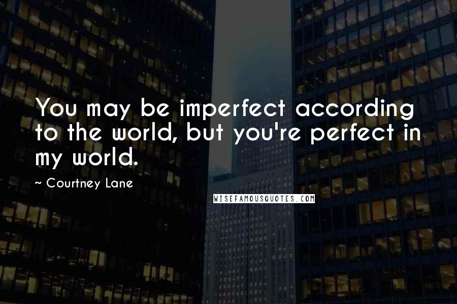 Courtney Lane Quotes: You may be imperfect according to the world, but you're perfect in my world.