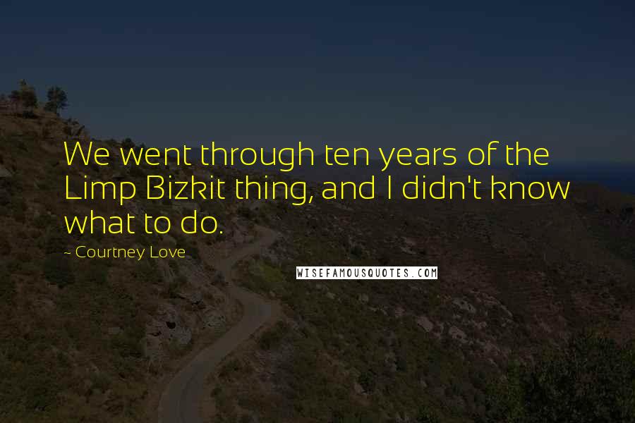Courtney Love Quotes: We went through ten years of the Limp Bizkit thing, and I didn't know what to do.
