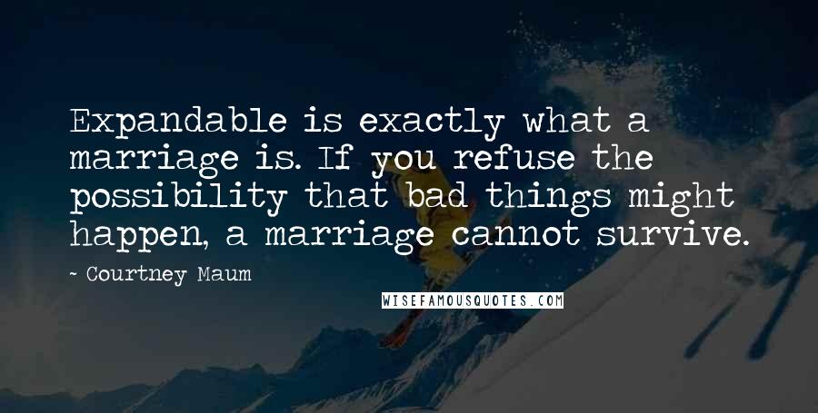 Courtney Maum Quotes: Expandable is exactly what a marriage is. If you refuse the possibility that bad things might happen, a marriage cannot survive.