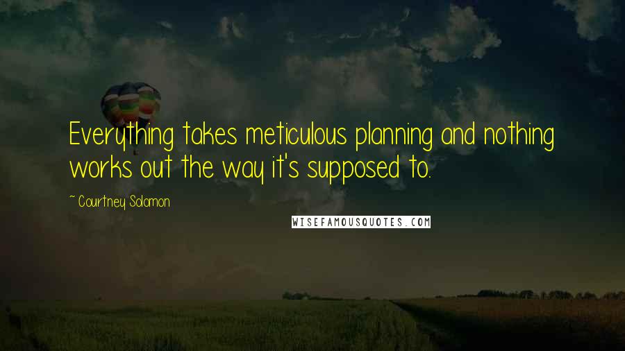 Courtney Solomon Quotes: Everything takes meticulous planning and nothing works out the way it's supposed to.
