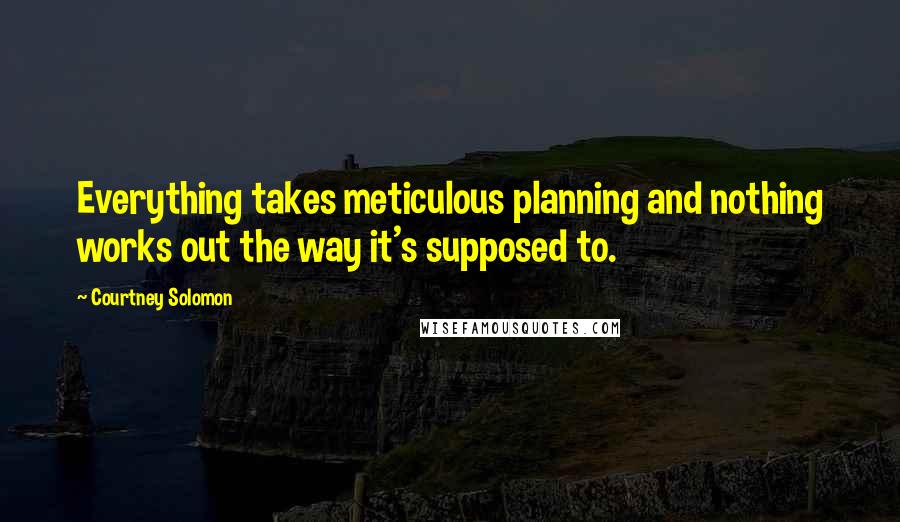 Courtney Solomon Quotes: Everything takes meticulous planning and nothing works out the way it's supposed to.