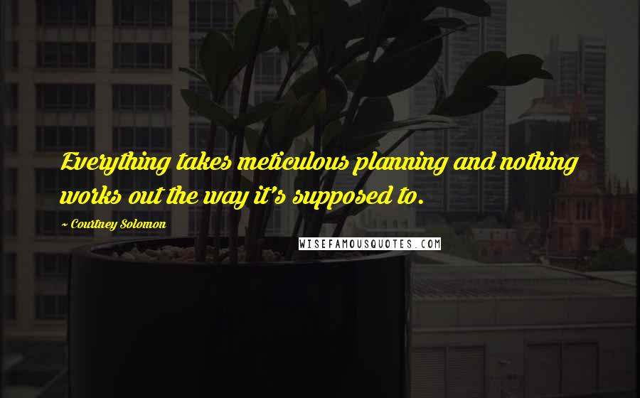 Courtney Solomon Quotes: Everything takes meticulous planning and nothing works out the way it's supposed to.