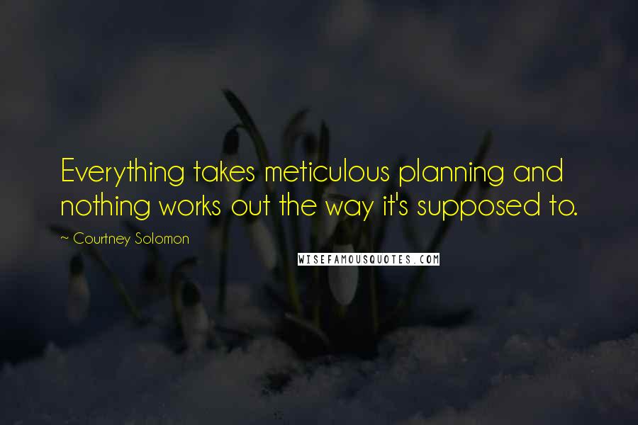 Courtney Solomon Quotes: Everything takes meticulous planning and nothing works out the way it's supposed to.