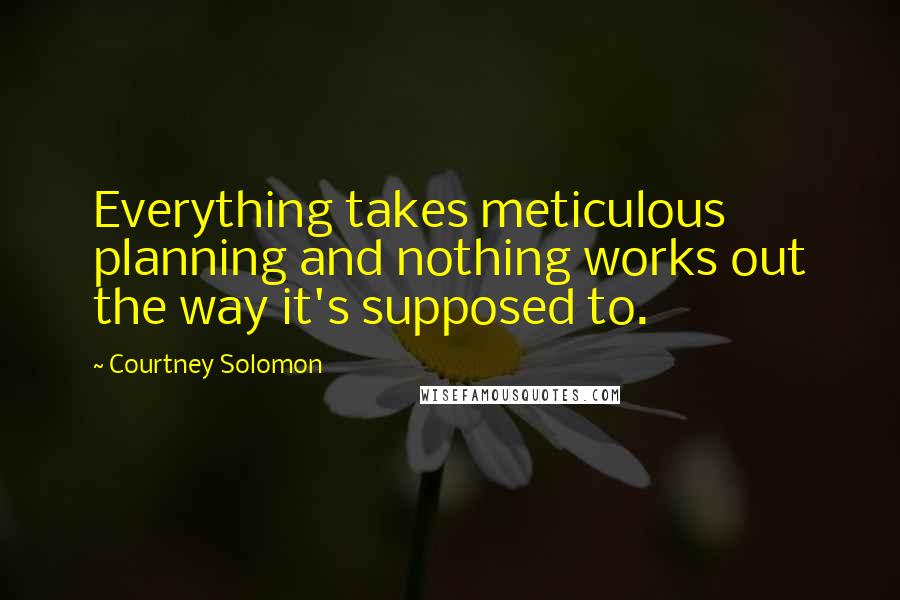 Courtney Solomon Quotes: Everything takes meticulous planning and nothing works out the way it's supposed to.