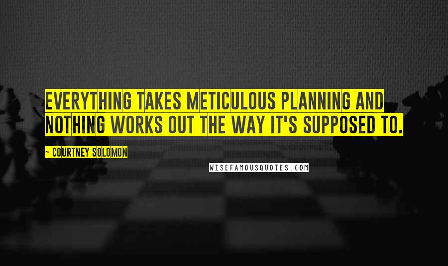 Courtney Solomon Quotes: Everything takes meticulous planning and nothing works out the way it's supposed to.