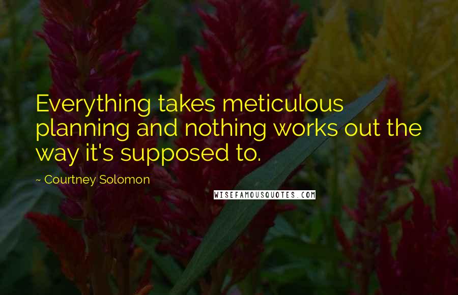 Courtney Solomon Quotes: Everything takes meticulous planning and nothing works out the way it's supposed to.
