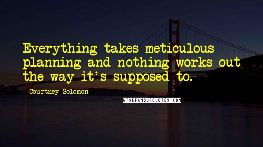 Courtney Solomon Quotes: Everything takes meticulous planning and nothing works out the way it's supposed to.