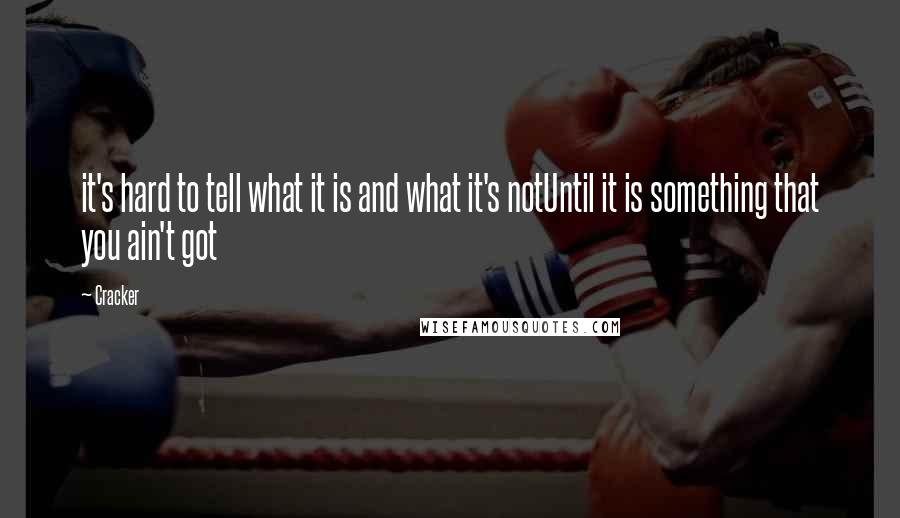 Cracker Quotes: it's hard to tell what it is and what it's notUntil it is something that you ain't got