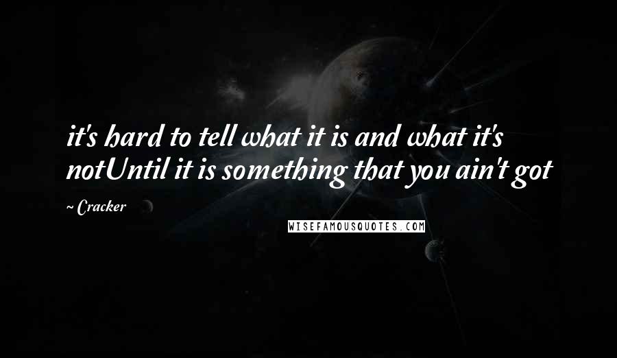 Cracker Quotes: it's hard to tell what it is and what it's notUntil it is something that you ain't got