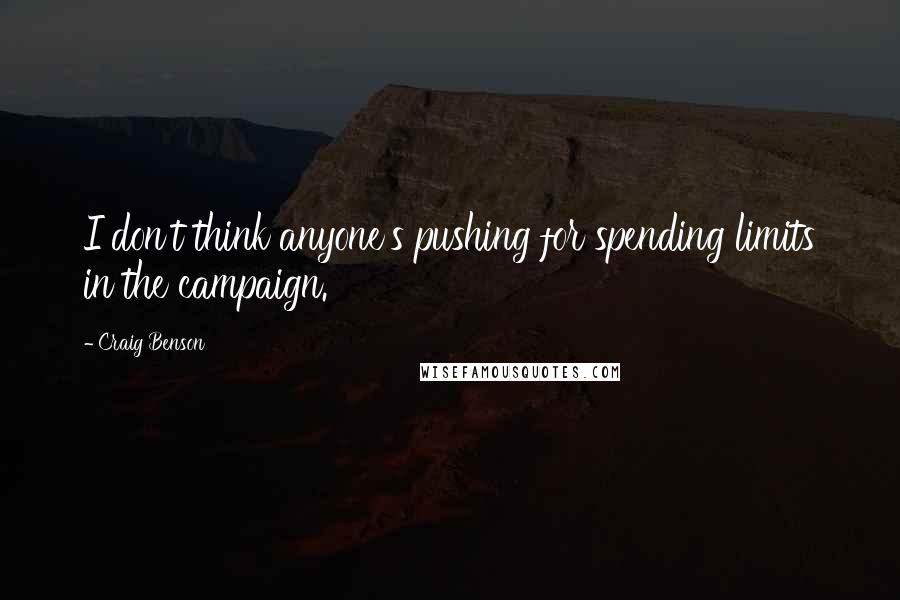 Craig Benson Quotes: I don't think anyone's pushing for spending limits in the campaign.