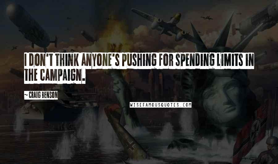 Craig Benson Quotes: I don't think anyone's pushing for spending limits in the campaign.