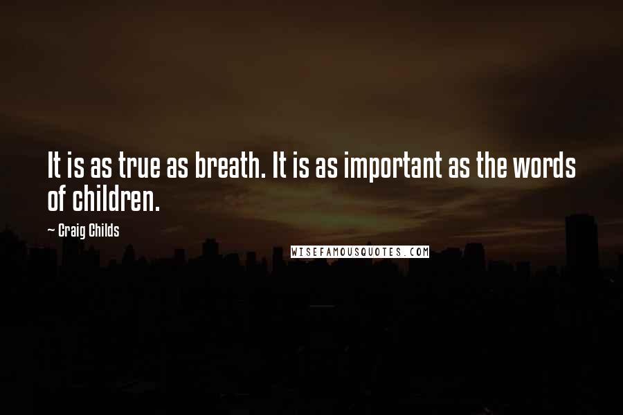 Craig Childs Quotes: It is as true as breath. It is as important as the words of children.