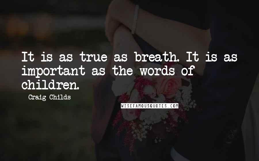 Craig Childs Quotes: It is as true as breath. It is as important as the words of children.