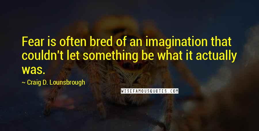 Craig D. Lounsbrough Quotes: Fear is often bred of an imagination that couldn't let something be what it actually was.