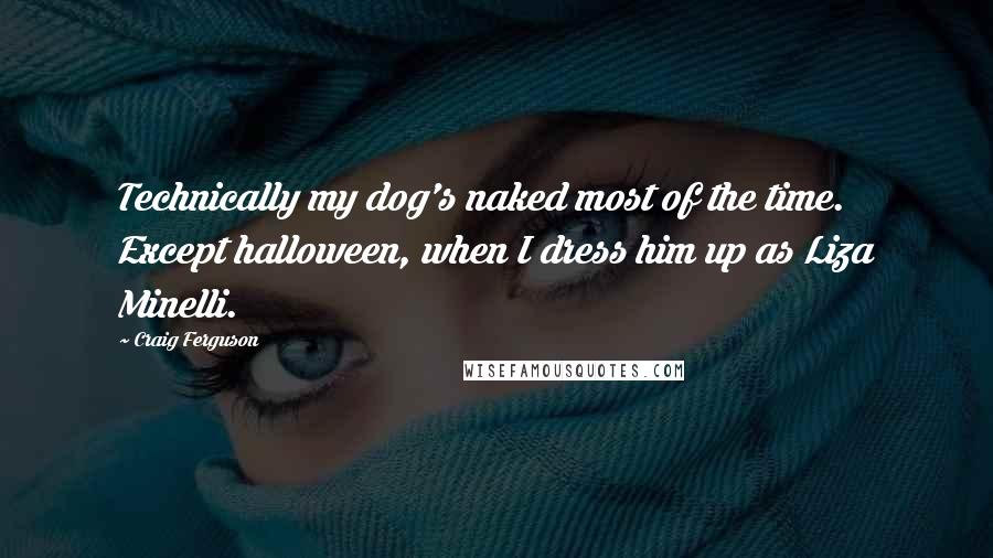 Craig Ferguson Quotes: Technically my dog's naked most of the time. Except halloween, when I dress him up as Liza Minelli.