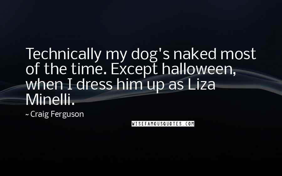 Craig Ferguson Quotes: Technically my dog's naked most of the time. Except halloween, when I dress him up as Liza Minelli.