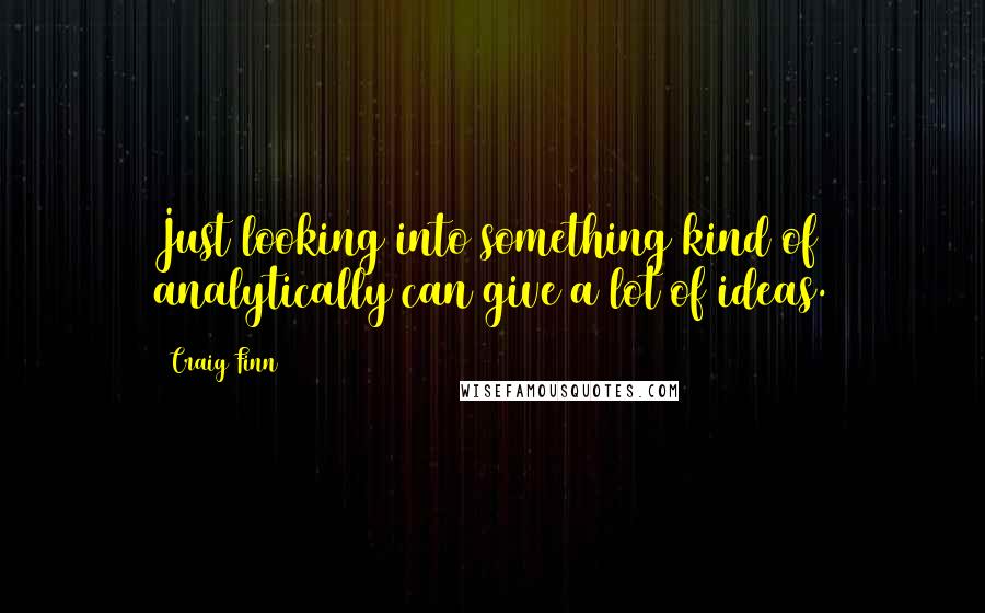 Craig Finn Quotes: Just looking into something kind of analytically can give a lot of ideas.