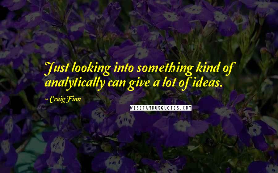 Craig Finn Quotes: Just looking into something kind of analytically can give a lot of ideas.