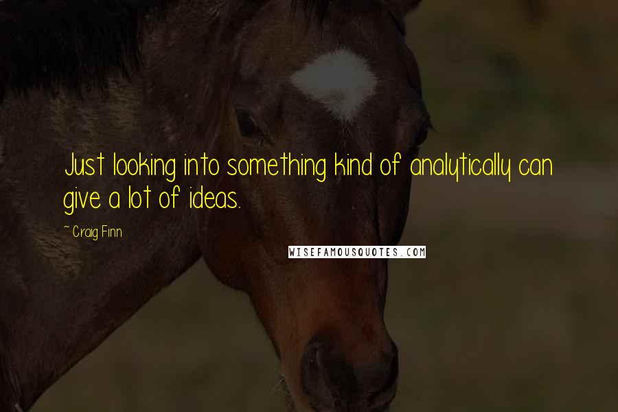 Craig Finn Quotes: Just looking into something kind of analytically can give a lot of ideas.