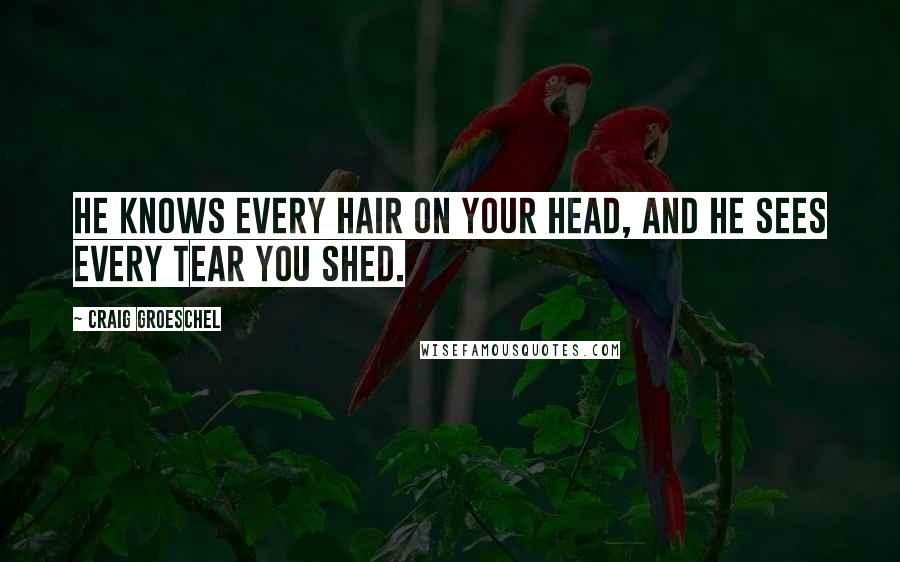 Craig Groeschel Quotes: He knows every hair on your head, and he sees every tear you shed.
