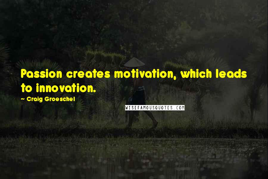 Craig Groeschel Quotes: Passion creates motivation, which leads to innovation.