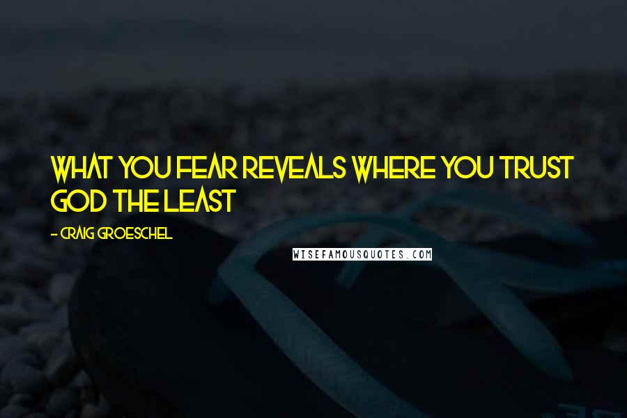 Craig Groeschel Quotes: What you fear reveals where you trust God the least