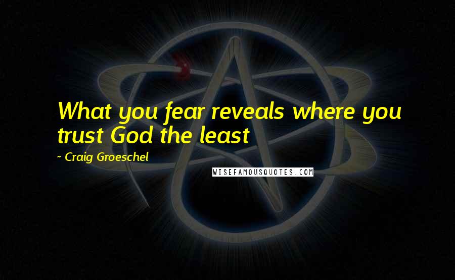 Craig Groeschel Quotes: What you fear reveals where you trust God the least