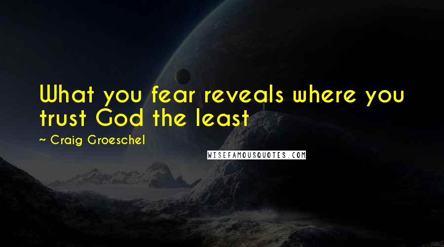 Craig Groeschel Quotes: What you fear reveals where you trust God the least