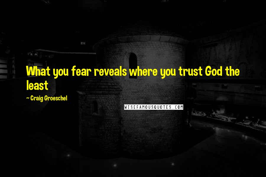 Craig Groeschel Quotes: What you fear reveals where you trust God the least