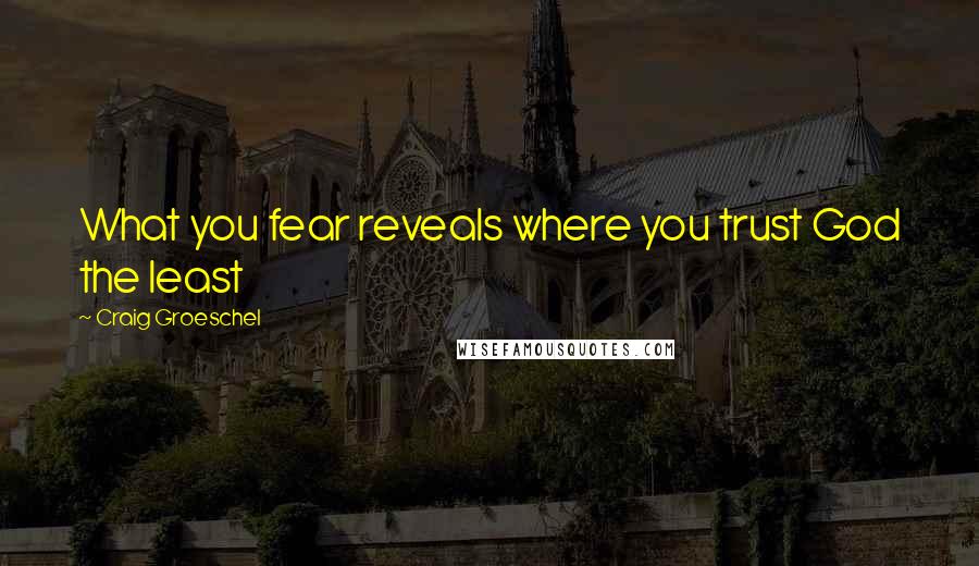 Craig Groeschel Quotes: What you fear reveals where you trust God the least