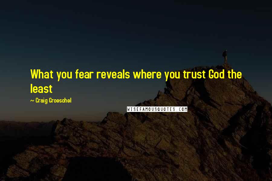 Craig Groeschel Quotes: What you fear reveals where you trust God the least