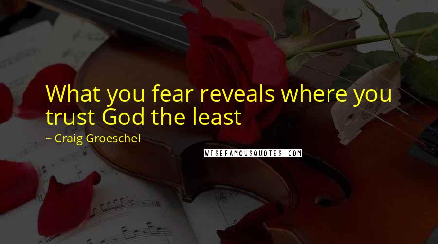 Craig Groeschel Quotes: What you fear reveals where you trust God the least