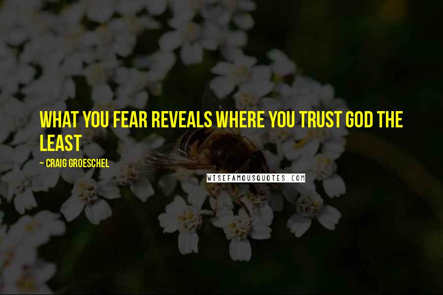 Craig Groeschel Quotes: What you fear reveals where you trust God the least