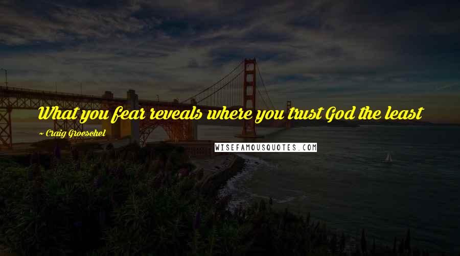 Craig Groeschel Quotes: What you fear reveals where you trust God the least