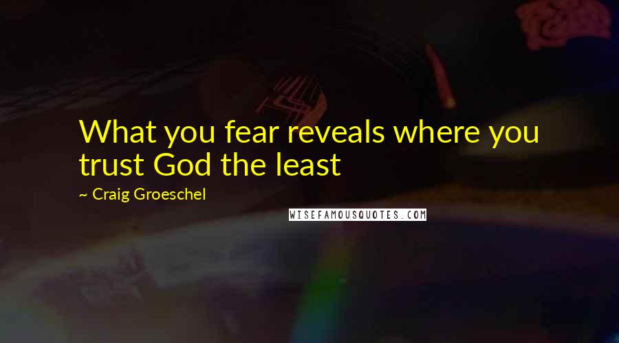 Craig Groeschel Quotes: What you fear reveals where you trust God the least