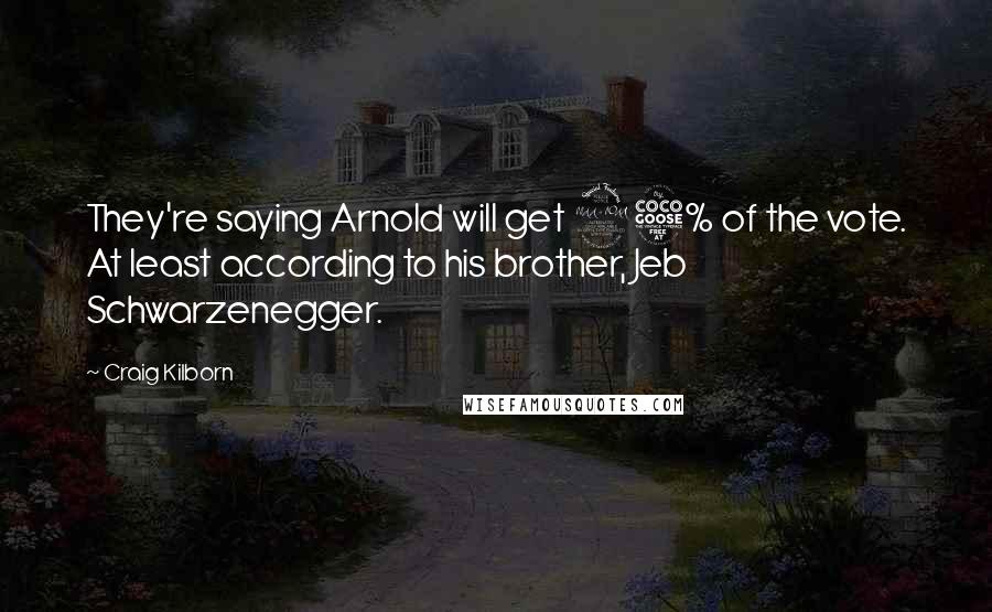 Craig Kilborn Quotes: They're saying Arnold will get 95% of the vote. At least according to his brother, Jeb Schwarzenegger.