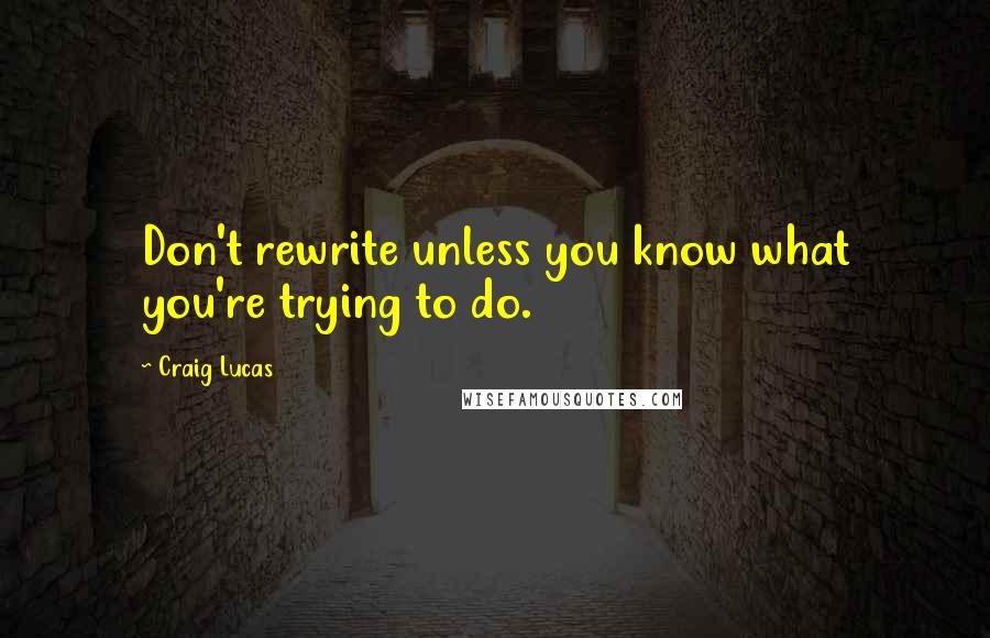 Craig Lucas Quotes: Don't rewrite unless you know what you're trying to do.