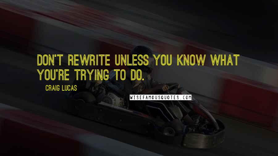 Craig Lucas Quotes: Don't rewrite unless you know what you're trying to do.
