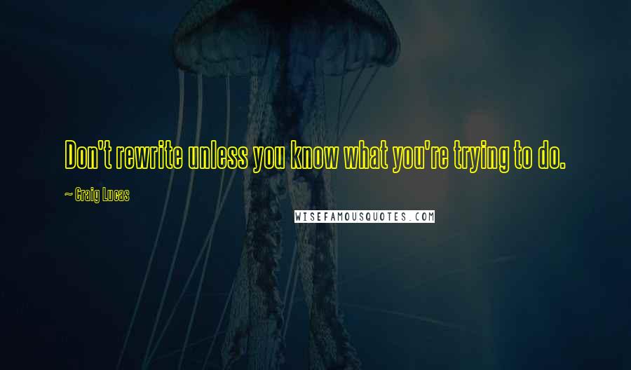 Craig Lucas Quotes: Don't rewrite unless you know what you're trying to do.