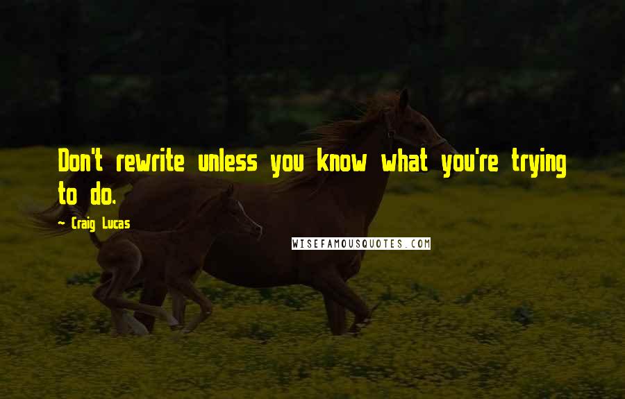 Craig Lucas Quotes: Don't rewrite unless you know what you're trying to do.